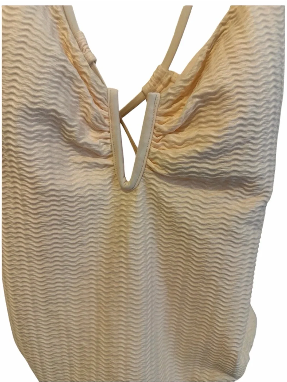 NWT Sanctuary Refresh Rib V-Wire Mio One-Piece Swimsuit White Sand Size Large